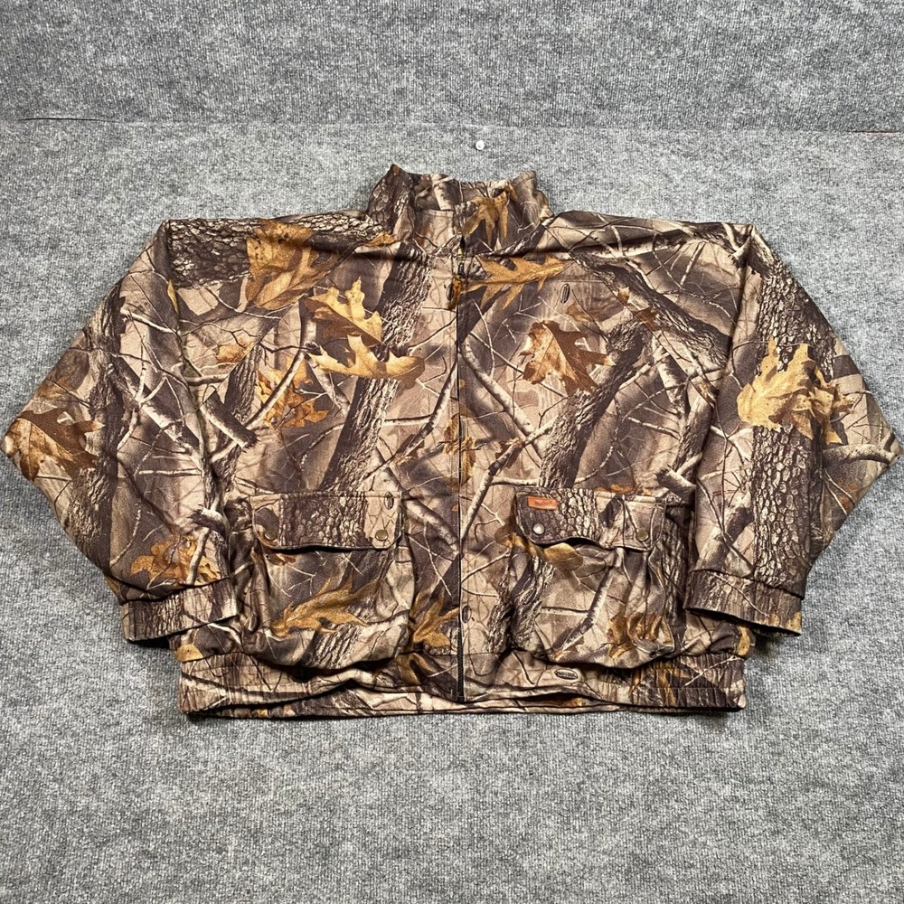 Woolrich Outdoor Guide RealTree Hardwoods Camo Full Zip Bomber Jacket‎ Mens XL